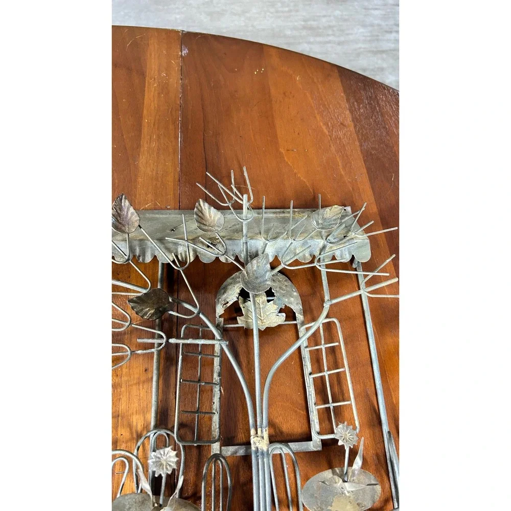 Vtg Metal Wall Art French Sidewalk Cafe Bistro Scene Brutalist Sculpture 33